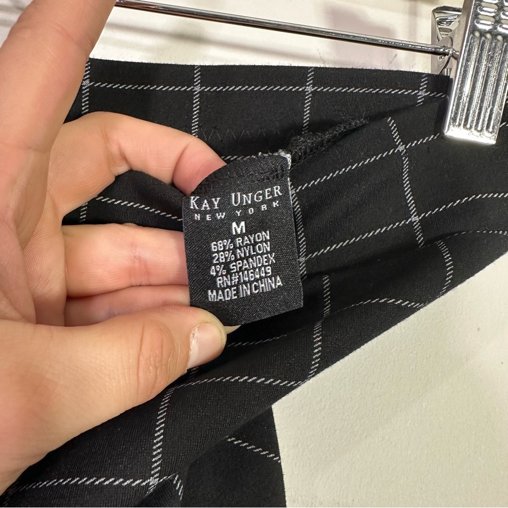 Kay Unger NY Black White Windowpane Plaid High Rise Legging - Picture 6 of 6
